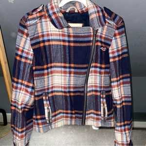 HOLLISTER Orange, Blue, and White Plaid Jacket